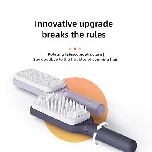 Anti-Static Self Cleaning Hair Brush,Easy Clean Retractable Hair Brush,Cleaning Retractable Massage Comb for Effortless Hair Removal and Cleaning (Grey) thumbnail 4