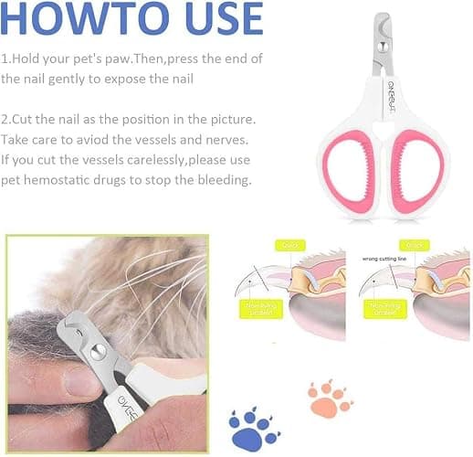 OneCut Pet Nail Clippers, Update Version Cat & Kitten Claw Nail Clippers for Trimming, Professional Pet Nail Clippers Best for a Cat, Puppy,Rabbit, Kitten & Small Dog,Sharp & Safe (Pink) thumbnail 3
