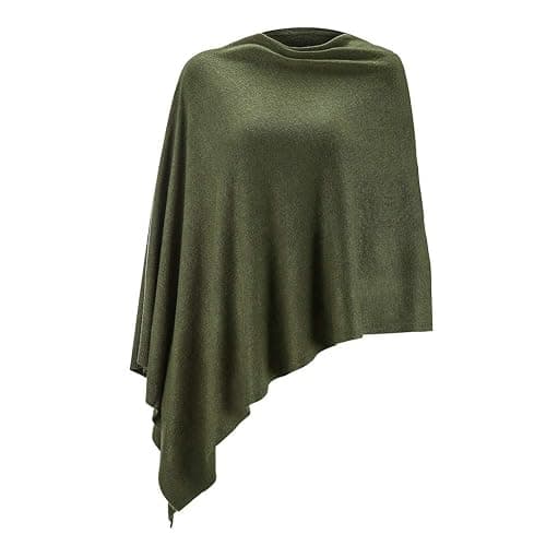 Fomolom Women Ponchos Sweater Versatile Lightweight Solid Knitted Shawl Wrap Scarf Cape Accessories for Womens - Image 1