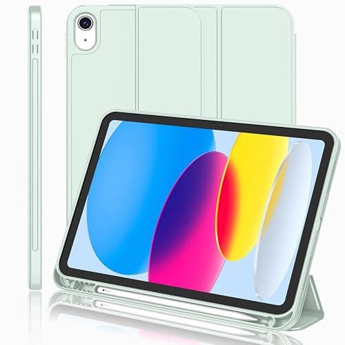 iMieet iPad (A16) Case 11th Gen/iPad 10th Generation Case [11-Inch 2025/10.9 Inch 2022] with Pencil Holder, Trifold Stand Smart Cover with Soft TPU Back,Auto Wake/Sleep(Light Green) - Image 1