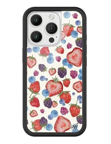 Wildflower Cases - Fruit Tart, Compatible with Apple iPhone 16 Pro | Berry Blue Red Pink Popular Aesthetic Cute Trendy - Protective Black Bumper, 4ft Drop Test Certified, Women Owned Small Business - Fruit Tart - Image 1