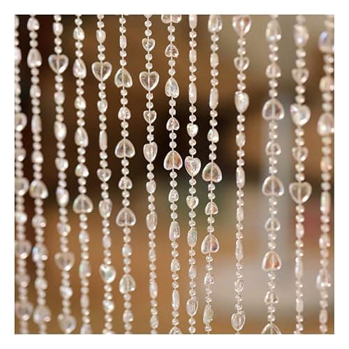 QueenBox® 39.4in 20pcs Clear Love Heart Curtain, Acrylic Hanging Door Beads String Room Divider for Home Party Wedding Shop, Transparent - Image 1