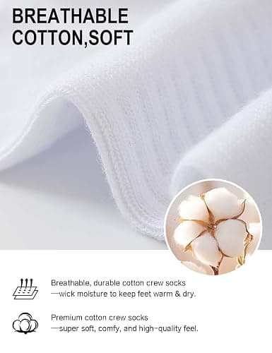 Irisbear Cushion Crew Socks for Women Cotton Running Hiking Athletic Long Socks for Women 5 Pairs thumbnail 5