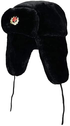 Loxdonz Ushanka Russian Military Hat with Ear Flaps and Soviet Badge, Trapper Ski Hat for Winter thumbnail 2