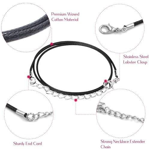 Selizo 100Pcs Necklace Cord for Jewelry Making, Black Waxed String Bracelet Making Supplies thumbnail 4