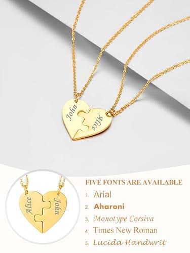 Custom4U 1-6 Pieces Heart Puzzle Jigsaw Necklace,Birthstone Pendant Set,Personalised Family/Friendship/Bff/Couple Jewelry Gift for Women Girls Mum Dad Fathers Day Mothers Day Valentines Day Birthday Christmas(with Gift Box) thumbnail 4