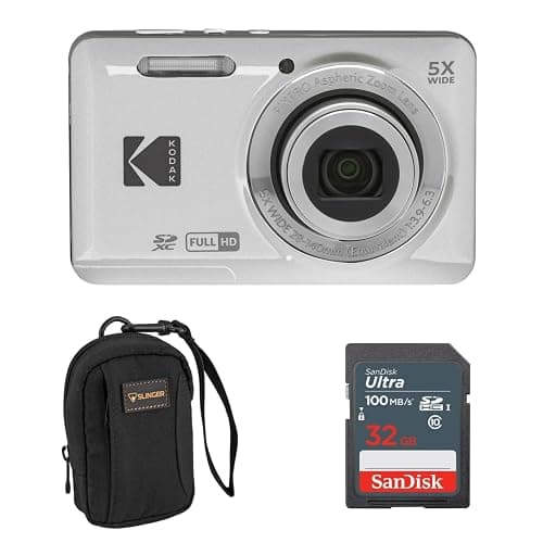 KODAK PIXPRO FZ55-SL 16MP Digital Camera 5X Optical Zoom 28mm Wide Angle 1080P Full HD Video 2.7" LCD Vlogging Camera. Bundle with SD Card and Slinger Camera Bag (Silver) - Image 1