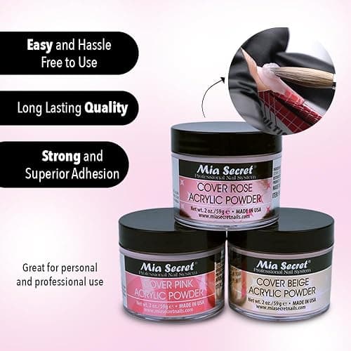 Mia Secret Cover Acrylic Powder 3 Piece Set - Pink/Beige/Rose 1 oz thumbnail 4