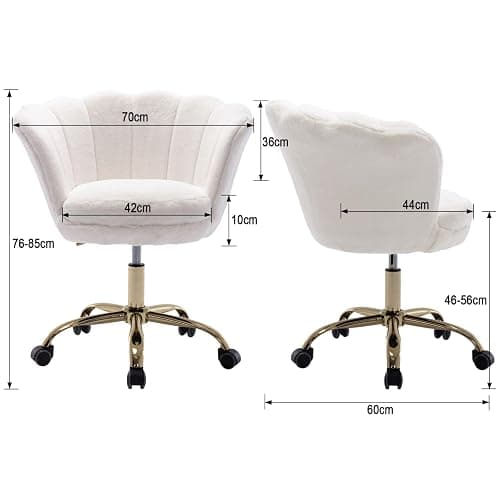 Ya-Home Faux Fur Home Office Chair Swivel Desk Chair with Adjustable Height for Home Office/Bedroom, White thumbnail 2