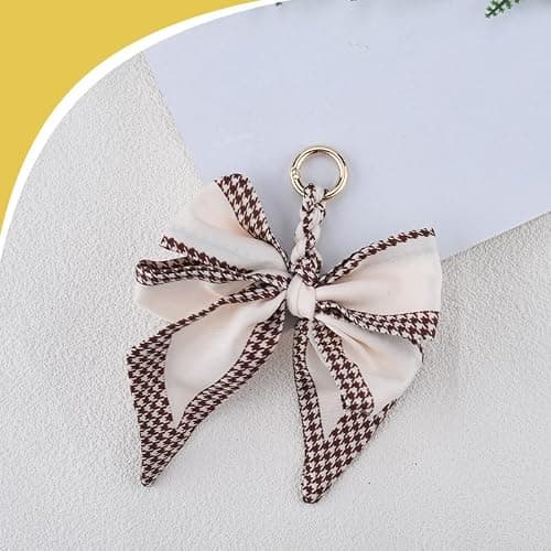 Ancnoz Silky Satin Bow Key Chain for Women Handbags Purse Bowknot Keychain for Ladies Bag Pendant thumbnail 4