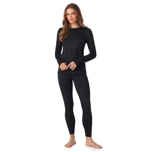Cuddl Duds Womens Fleece Lined Thermal Base Layer Set – Long Sleeve Shirt & Leggings for Cold Weather – Lounge Set for Women - Image 1