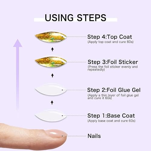 Creaglam Nail Foil Glue Gel: Nail Art Foil for Foil Stickers Nail Glue Foil Transfer Gel - 15ML Transfer Glue Nail Art Manicure DIY Enthusiasts - Required LED Lamp Soak Off thumbnail 5