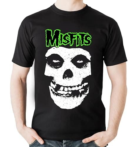 Misfits Shirt Retro Punk Rock Band Unisex Fit Mens Novelty Green Graphic Printing Soft Cotton Tee Vintage Youth Black thumbnail 2