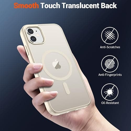 SUPFINE Magnetic for iPhone 12 Mini Case & iPhone 13 Mini Case (Compatible with MagSafe) (Military Grade Drop Protection) Slim Translucent Matte Shockproof Phone Cover,Antique White thumbnail 6