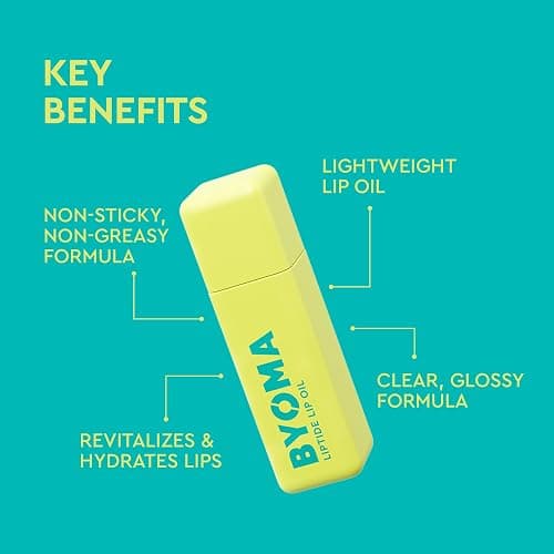 BYOMA Galactic Liptide Lip Oil (5ml) – Non-Sticky Gloss with Peptides & Avocado Oil - Softens, Plumps, Hydrates, Vegan - Includes Exclusive Liptide Keychain thumbnail 5