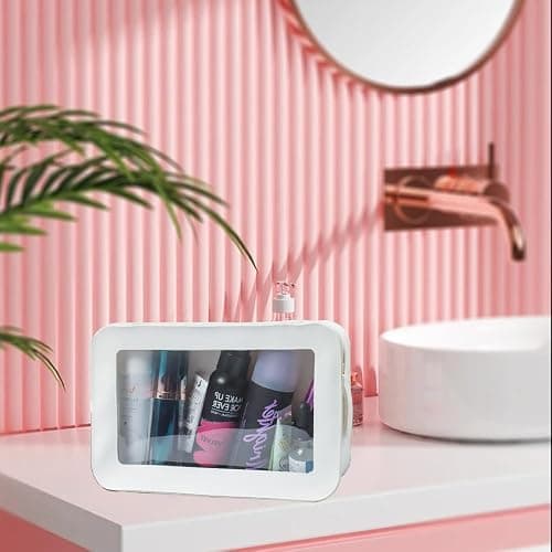 Clear Makeup Bag Small, TSA Approved Portable Toiletry Bag with Zipper Cosmetic Travel Bag Makeup Organizer Case Mini Makeup Pouch for Purse Car Organizer Bag for Women Men thumbnail 4