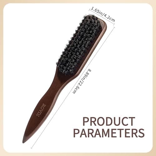 Boar Bristle Slick Back Hair Brush – Wooden Handle Styling Comb for Men & Women – Smooth, Polish and Lay Hair Flat to Create Sleek Frizz-Free Hairstyles Perfect for Pompadour and Low Ponytail (Brown) thumbnail 6
