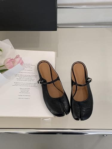 LokoLucx Tabi Shoes Mary Jane Mules Flats for Women Split Toe Strips Slip-On Slides Convenient Breathable Comfortable Casual Round Toe Retro Slippers Spring Summer Fall Back to School thumbnail 5