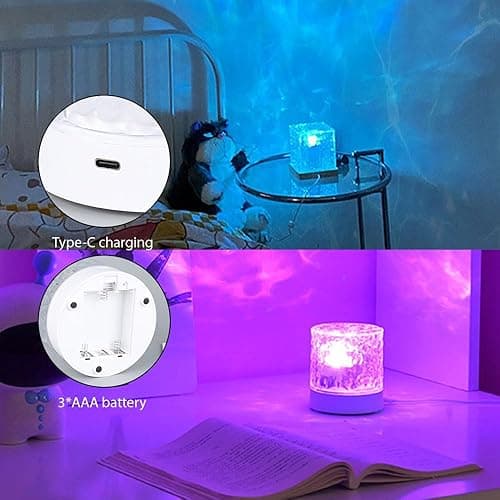 Ocean Wave Ceiling Projector,16 Colors Ocean Wave Light Projector, Water Ripple Ambient Night Light with Remote, Touch Control Aurora Projector Non-Wood for Bedroom,Room Decor,Kids Room (Cubic) - Cubic thumbnail 3