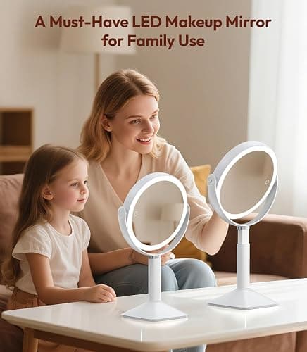 Glowtop Lighted Makeup Mirror with Lights and Magnification 30X/1X, Height Adjustable 30X Magnifying Vanity Mirror with 4000mAh Battery & 3 Colors Dimming Light for Desktop Bathroom Bedroom (White) thumbnail 7