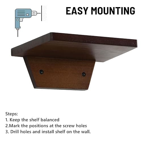 PHOENANCEE Small Floating Shelves,Trapezoid Wall Shelf for Speaker Table Lamp Plants Display,Decorative Wood Ledges Chic for Living Room,Bedroom,Kitchen,Office,Pine,8x6 Inch,2 Pack(Walnut) thumbnail 7