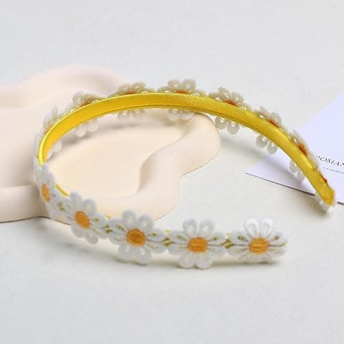 Totelux Daisy Headband Yellow Embroidery Flower Hair Bands Cute Flowers Hair Accessories for Women Girl Birthday Wedding Party Supplies thumbnail 6