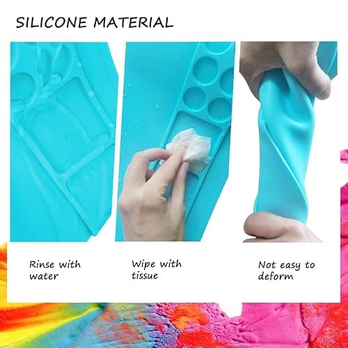 SHNOKER Silicone Craft Mat 21.7"x17.7" Super Large Silicone Painting Mat with 1 Magnetic Cup and Color Palette for Kids and Artist (Blue) thumbnail 4