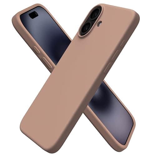 ORNARTO Compatible with iPhone 16 Plus Case 6.7, Slim Liquid Silicone 3 Layers Full Covered Soft Gel Rubber Phone Case Protective Cover 6.7 Inch, Light Brown - Image 1