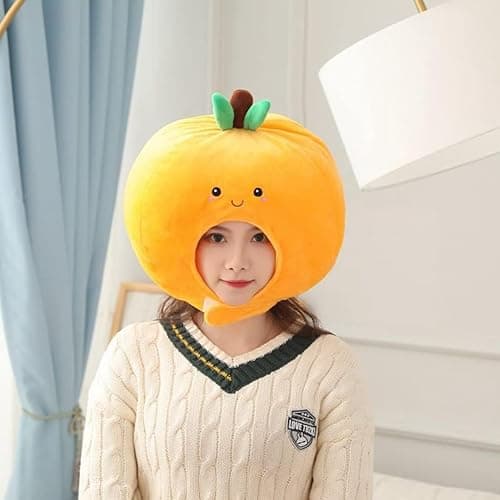 HIPIHOM Plush Fruit Headgear Hat Funny Novelty Hat Sleeping Pillow Toy Stuffed Cap Photo Props Warm Cosplay Accessories - Image 1