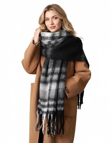 Scarf for Women Winter Warm Long Shawl Large Scarves Cold Weather Thick Blanket Scarfs Colorful Plaid thumbnail 3