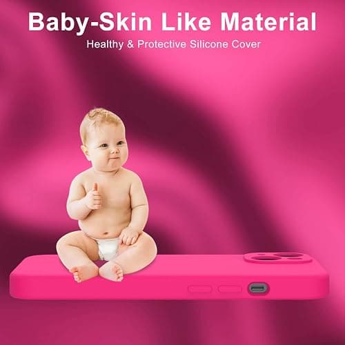 DEENAKIN Compatible with iPhone 14 Plus Case with Screen Protector,Enhanced Camera Cover,16ft Drop Tested Soft Silicone Gel Rubber,Slim Fit Protective Phone Case 6.7" Hot Pink thumbnail 6