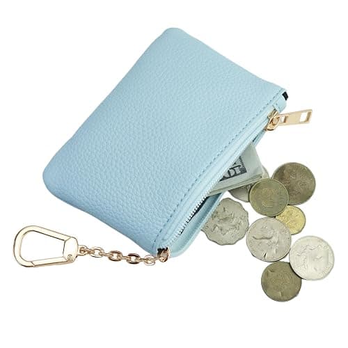 Keychain Coin Purse, Small Change Purse with Card Holder, Keychain Pouch Wallet for Women and Men (Light Blue) thumbnail 6