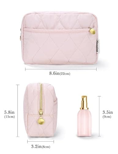 Noozion Makeup Bag, Travel Cosmetic Bag, Puffy Padded Toiletry Bag for Women, Makeup Organizer Case, Wide-open Pouch Purse, Travel Essentials thumbnail 4