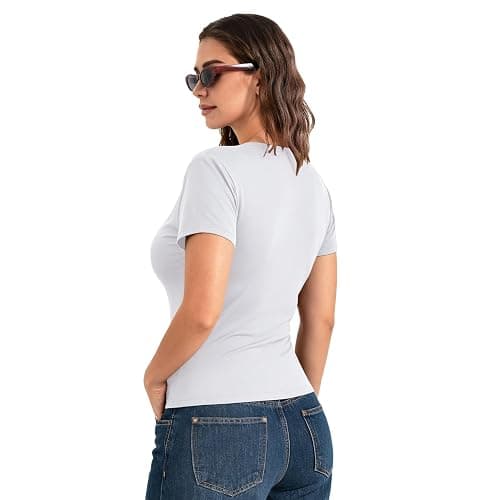 Walifrey Womens Short Sleeve Tops 2 Pack, Slim Fit T-Shirt Casual Basic Summer Top for Women 2026 Fashion Clothes thumbnail 5