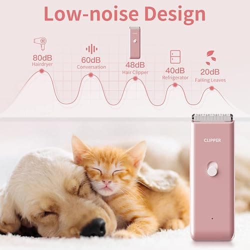 Founouly Pink Dog Cat Clippers, Home Professional Cordless Cat Grooming Tools for Dog Thick Coat Clippers, Low Noise Pet Hair Trimmer Kits with 9-Pieces thumbnail 3
