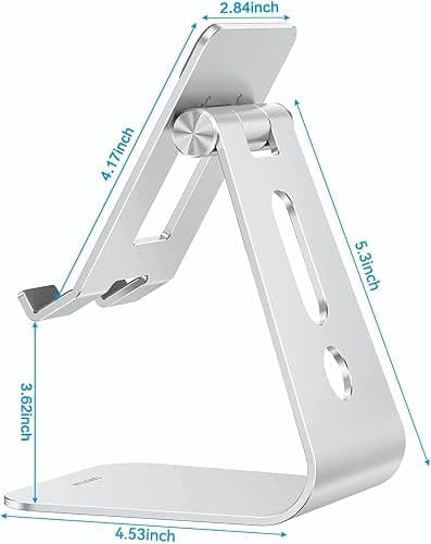 OMOTON Adjustable Tablet Stand for Desk, Upgraded Longer Arms for Greater Stability, T2 Tablet Holder with Hollow Design for Bigger Sized Phones and Tablets Such as iPad Pro/Air/Mini, Silver thumbnail 7