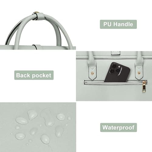MOSISO Laptop Bag for Women, 15-15.6 inch PU Leather Laptop Shoulder Bags Convertible Backpack, 16 inch Messenger Bags Casual Handbag Work Briefcase Travel Computer Bag with Bowknot, Sage Green thumbnail 7