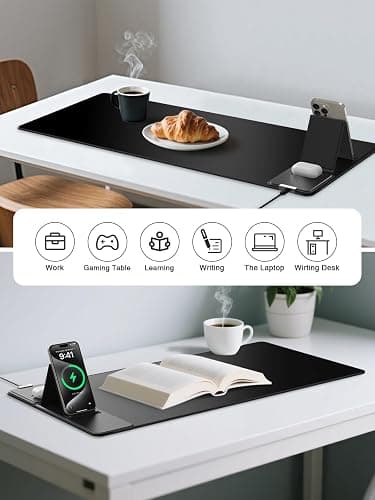 Mouse Pad, Office Desk Mat, Large Gaming Mousepad with Superior Micro-Weave Cloth, XXL Desk Pad with Stitched Edges, Non-Slip Writing Pad for Gamer, Laptop, Work & Home (Black with 20W PD Charger) thumbnail 8