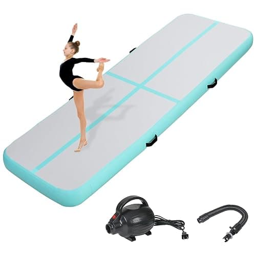 KIKILIVE Inflatable Air Gymnastics Tumbling Mat 6ft 10ft 13ft 16ft 20ft, Air Tumble Track Mat 4/8 inches Thickness with Electric Air Pump for Home Use Training Cheerleading Yoga Water Beach Park - Image 1