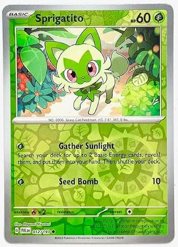 Pokemon - Sprigatito 012/193 - Paldea Evolved - Reverse Holo Pokemon Card - Foil - Image 1