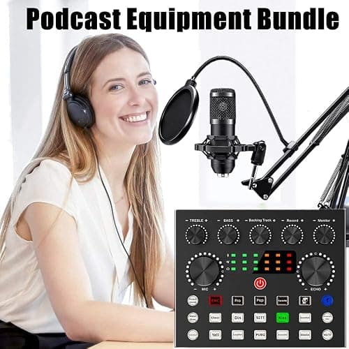 Podcast Equipment Bundle, BM800 Podcast Microphone Bundle with V8s Voice Changer, Condenser Microphone Recording Studio Package for Podcasting Live Streaming Singing PC Mobile TikTok YouTube thumbnail 7