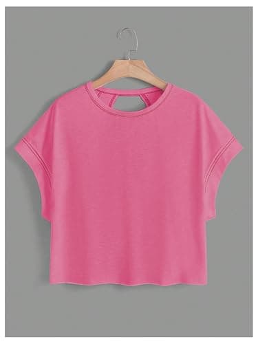 SOLY HUX Women Open Back Tops Workout Backless Tee Casual Athletic Shirts Short Sleeve Oversized Gym T Shirt thumbnail 2