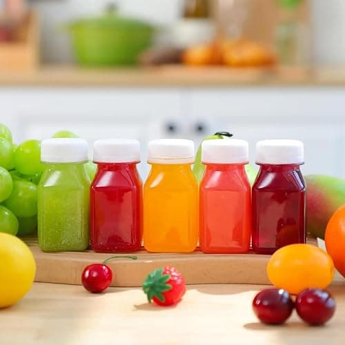 Norcalway 10pcs 2oz Plastic Shot Bottles with Caps - Ginger Shot - Freezer Safe, Leak Proof, BPA Free, Food Grade Small Plastic Travel Bottles with Caps thumbnail 2