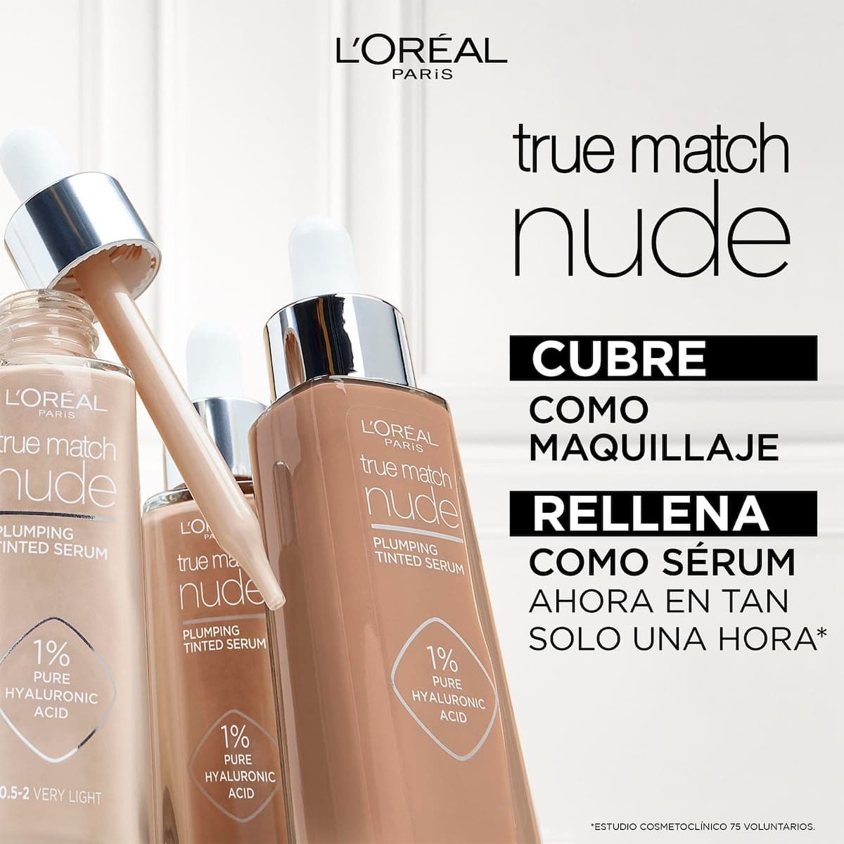 L'Oréal Paris, sérum rellenador con color y ácido hialurónico True Match, Tono 2-3 Light, 30ml thumbnail 2