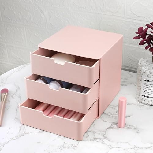 Dalanpa 3-Drawer Vanity Organizer, Compact Storage Organization Drawers Small Size Pink thumbnail 4