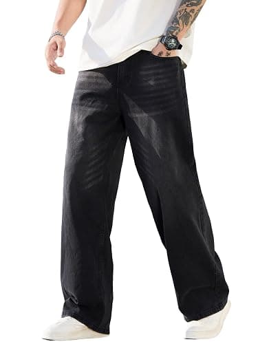 Men's Baggy Jeans Y2K Vintage Wide Leg Denim Pants Hip Hop Skater Jeans Loose Fit Trousers 2000s Streetwear - Image 1