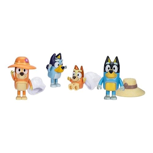 Bluey Figure 4-Packs, Family Trip, 2.5 Inch Poseable, Bingo, Bandit and Chilli, with Accessories, Kids Can Recreate Their Favorite Moments - 5 - Family Trip thumbnail 4