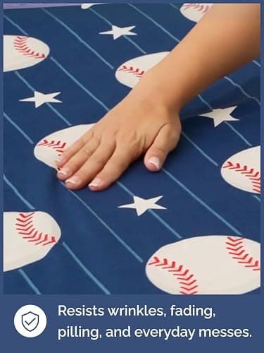 CGK Unlimited Kids Baseball Full 4 Piece Sheet Set - Boys, Girls, Teens, Toddler - Easy Fit Deep Pockets - Ultra Soft, Cooling & Breathable Sheets - Cute, Cozy, Fade & Wrinkle Free - Machine Washable thumbnail 5