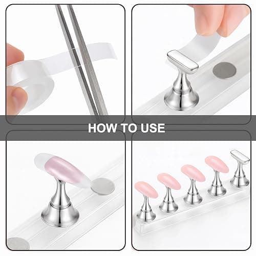 Nail Art Tools Set – 15pcs Nail Brushes, 5pcs Dual-Ended Dotting Pens, Nail Stand & Holder Kit with Brush Rack, Tweezers & Double-Sided Tape for DIY Nail Design & Press On Nails thumbnail 5