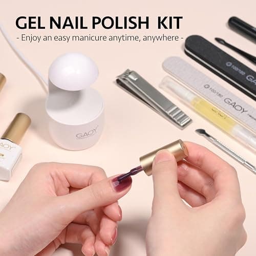 GAOY Gel Nail Polish Kit with UV Light for Beginners, 6 Colors Sheer Nude Red Pink Brown, Gel Polish Kit with Top and Base Coat for Salon and Nail Art DIY at Home, Rose Garden thumbnail 7